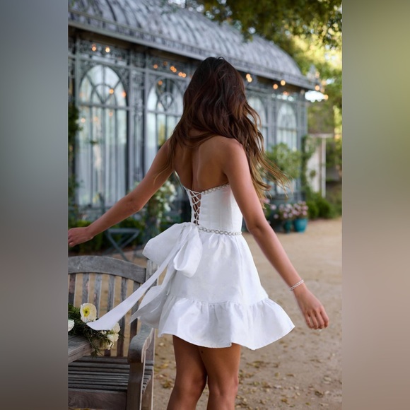 V. Chapman The Evie Dress in White Windsor Brocade - Picture 2 of 12